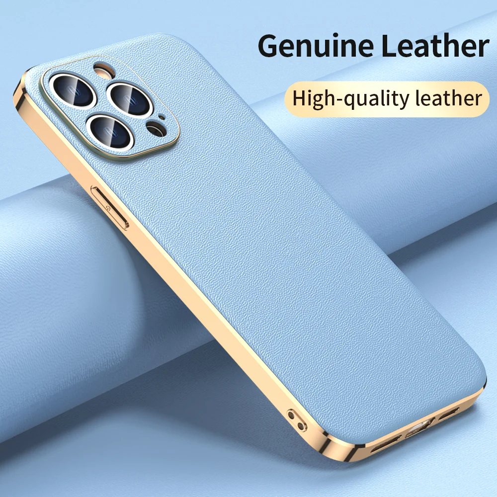 

LANGSIDI Luxury Fashion plating leather Case For iPhone 15 Pro Max 14 Plus 13 12 11 Pro max wireless charging Covers fundas capa