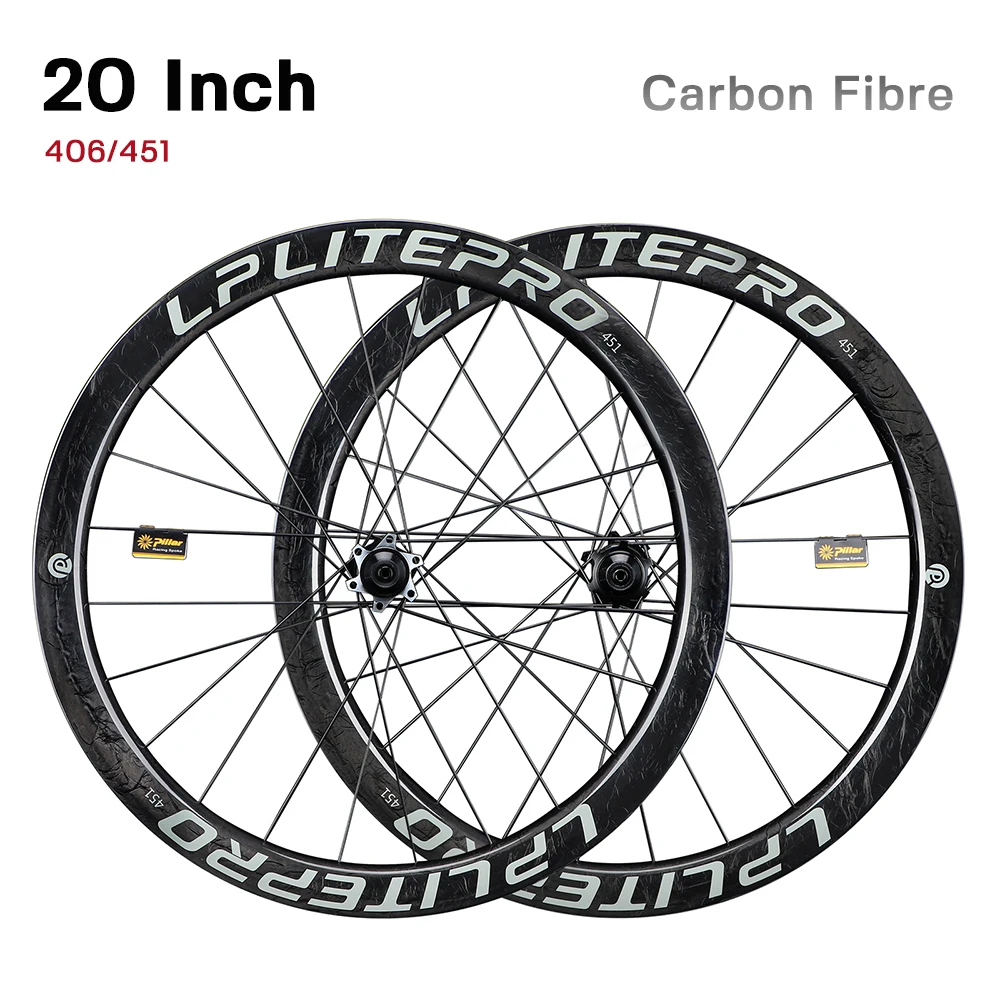 Carbon Fiber Disc Brake Wheelset 20 Inch Folding Bicycle Wheelset Marbled Rim Carbon Small Bicycle Wheelset Perrin Carbon Drum