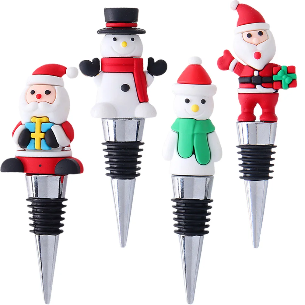 

4Pcs Christmas Bottle Stoppers Stopper Plug for Party Festive