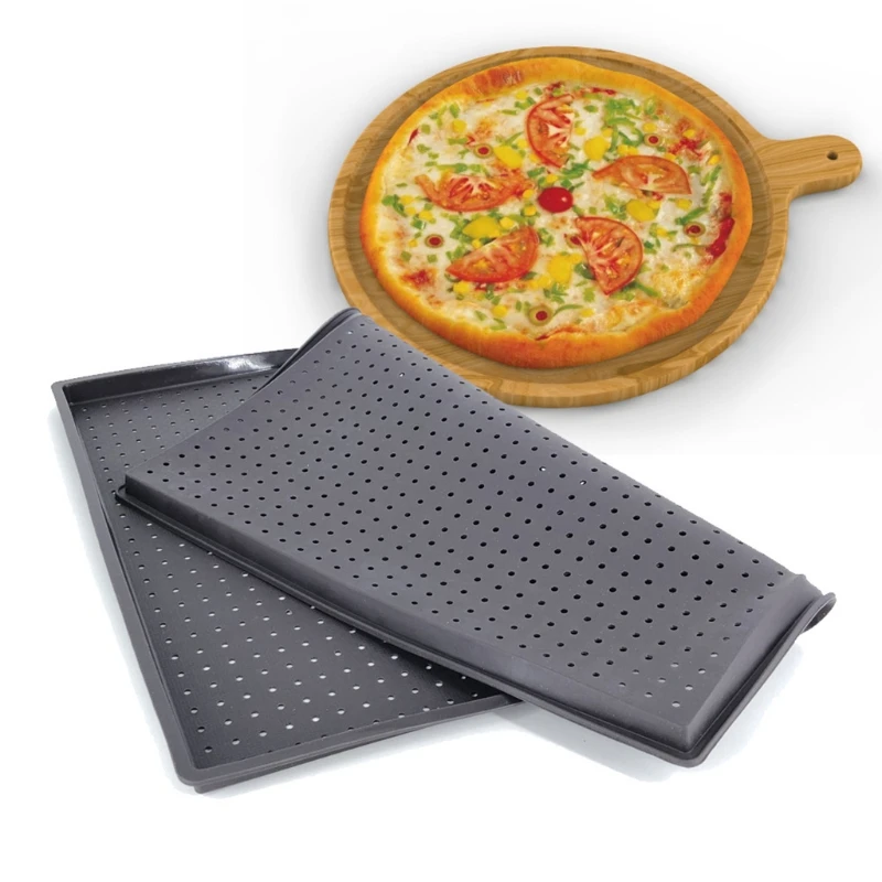 

10 Inches Flexible Silicone Cake Baking Mold Pan Rectangular High Density Airhole Nonstick Pizza Bread Toaster Making Mould Tray