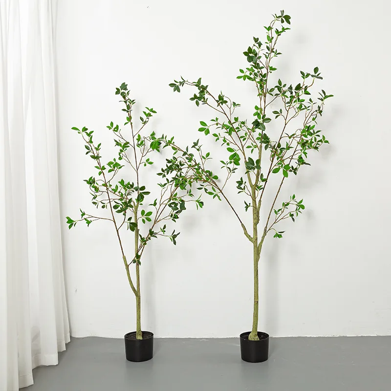 

120CM-210CM Artificial Camellia Tree Potted Plant for Clothing Store Window Decoration, Customizable Size