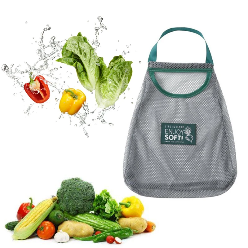 

Reusable Hanging Mesh Bag Multi-purpose Storage Net Bag Kitchen Accessories Tools Breathable Mesh Bag Ginger Garlic Wall-mounted