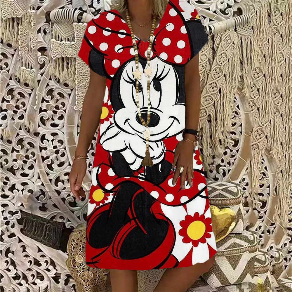 Женское Платье-миди с V-образным вырезом и цветочным принтом