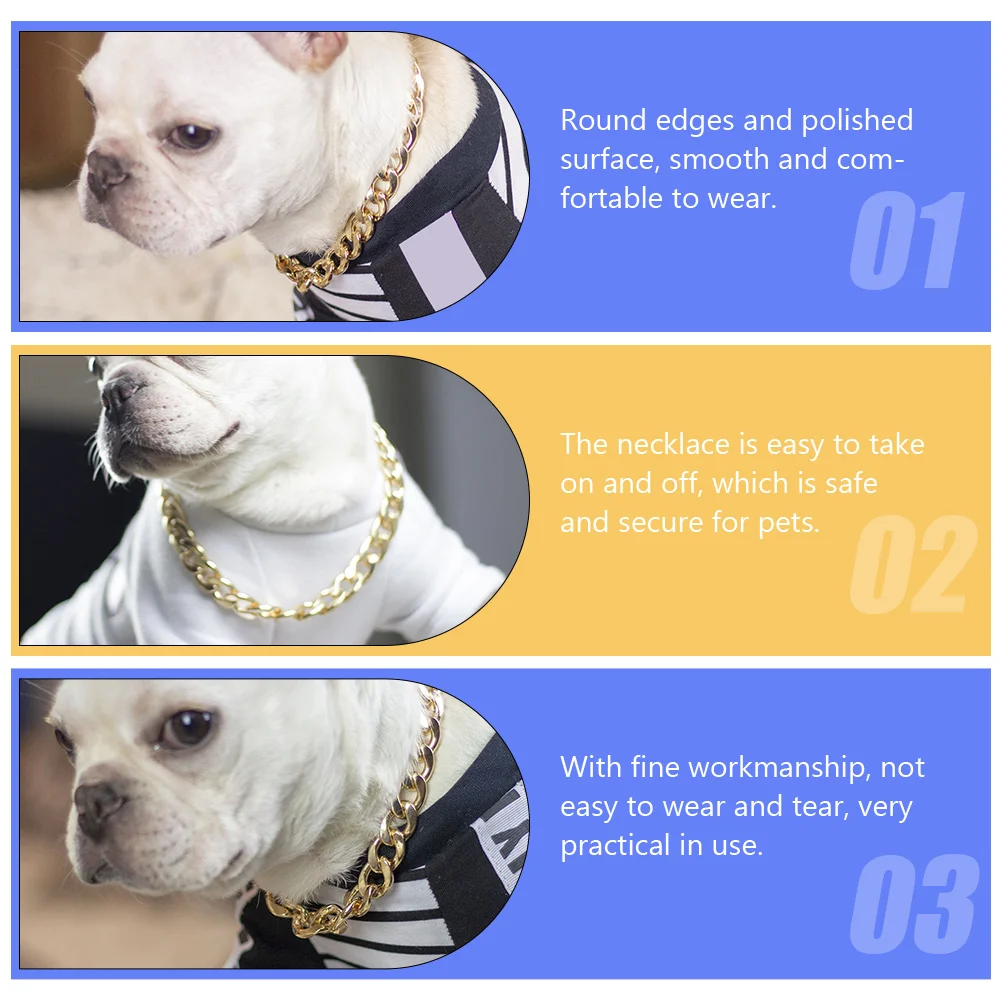 

Dog Chain Collar Training Golden Puppy Choke Necklace Kitten Neck Pet Decorative Gold Stianlesssteel Metal Choker Ornament