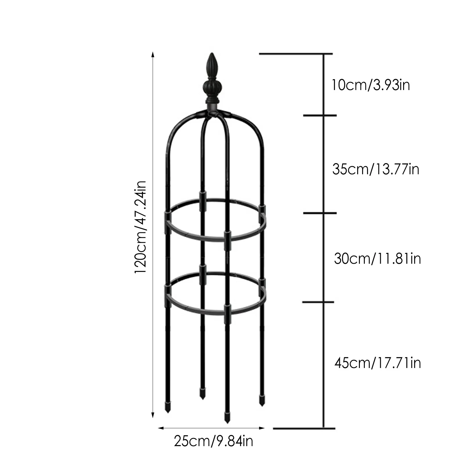 1PC Iron Garden Obelisk Climbing Plant Flowers Steel Frame Trellis Vines Floral Decor Yard Round Weather-Proof Brand - купить по