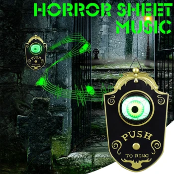 Halloween Horror One Eye Doorbell Novelty Haunted Horror Props Creepy Glowing Hanging for House Bar Scary Rotating Eyes Decor 1