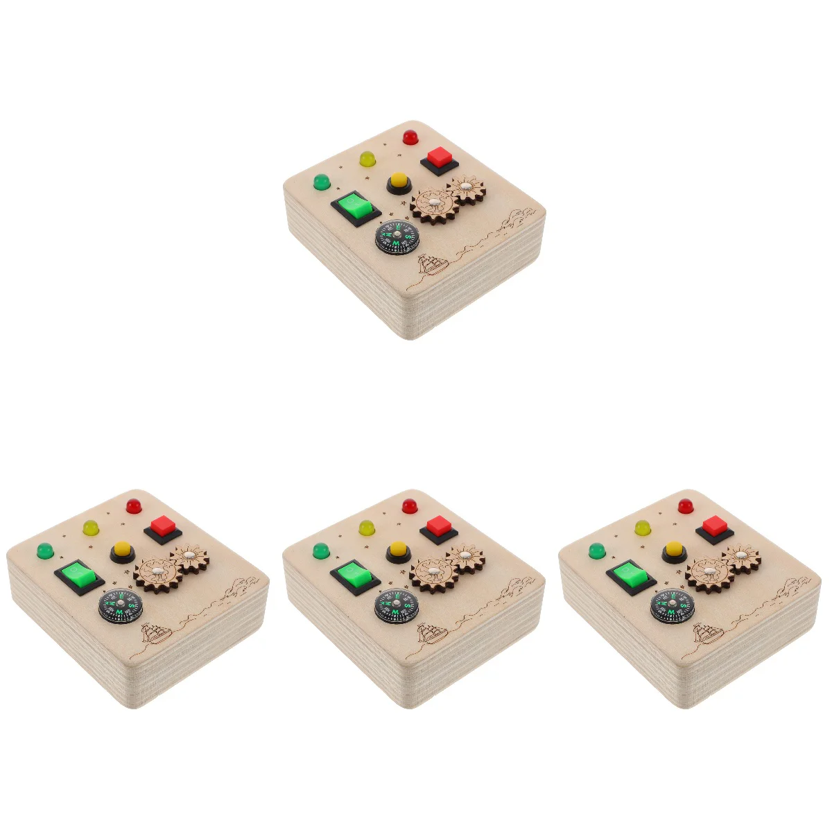 

4pcs Wooden Sensory Toy Children’s Busy Board Kids Early Educational Toy Child Switch Toy