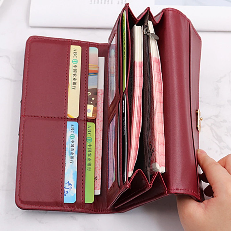 

Wallets for Women Coin Purses Multi-card Position Mid-length Clutch Fashionable All-match Three-fold Buckle Women's Wallet