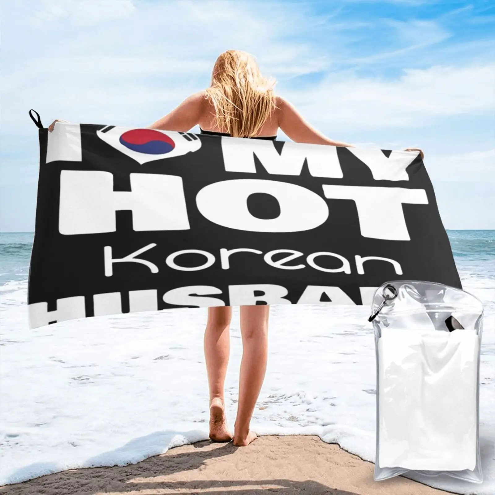 

Женское корейское пляжное полотенце «I Love My Beach», пляжное одеяло, полотенце для кухни, большая Пляжная накидка, полотенце для сауны