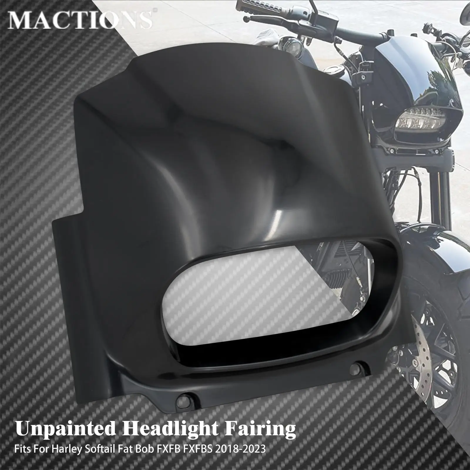 

Motorcycle Headlight Fairing Cover Front Headlamp Cowl Black M8 For Harley Softail Fat Bob FXFB FXFBS 2018-2023 Windscreen Cover
