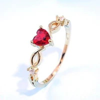fashion metal inlaid red zircon rings small mini ladies lovely everyday wear rings