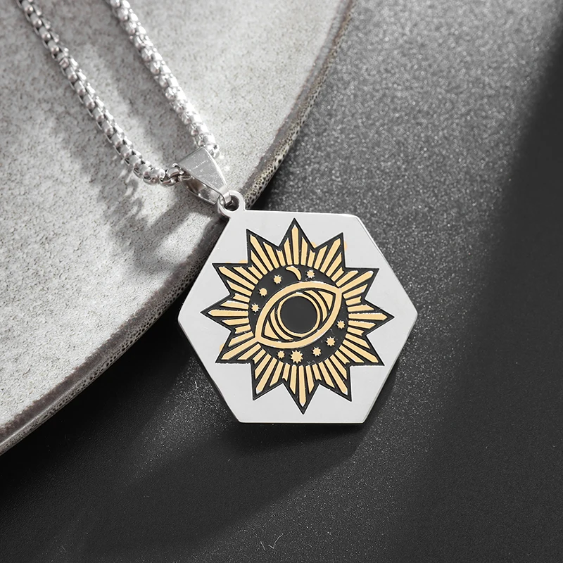 

Stainless Steel Masonic Eye of God Pendant Necklace Men Women Popular Jewelry Amulets Accessories Gifts