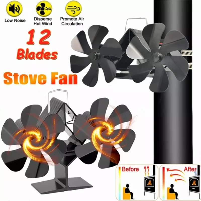 

Аксессуары для дровяной плиты с 6 лезвиями и подогревом, бесшумная циркуляция теплого воздуха