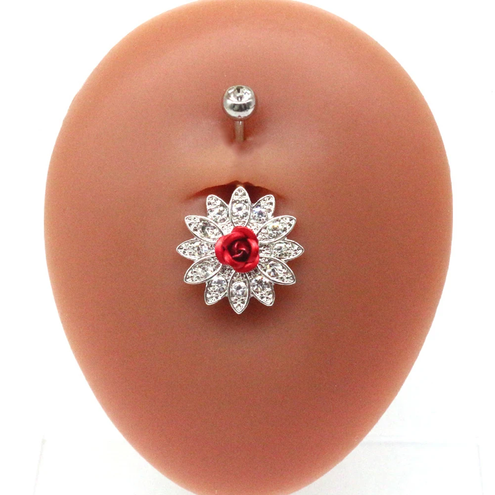 

1Pc Belly Piercing Sunflower Belly Button Nail Jewelry Body Piercing Safflower Belly Button Ring Cartilage Earring Clip