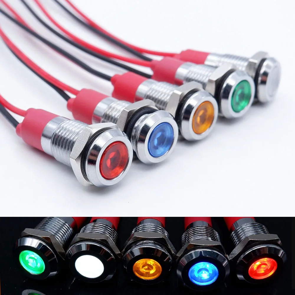 6/8/10/12 мм металлическая Светодиодная лампа с предупредительным сигналом