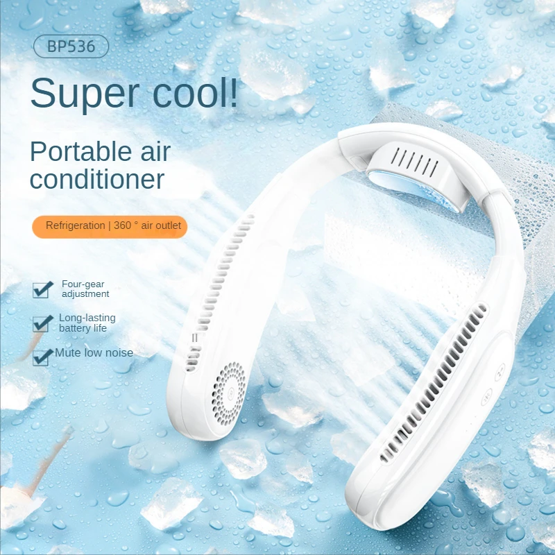 

Mini Neck Fan USB Rechargeable 4000mAh Leafless Hanging Fans Air Cooler Cooling 360 Degree Surround Wearable Neckband Fans