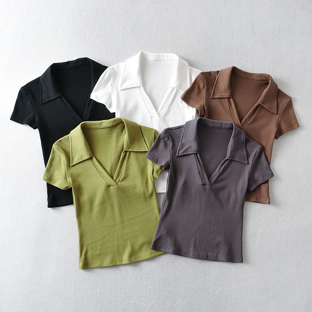 

2022 New Spring Summer Women Female Sexy Polyester Tshirt Brand Blouse Outwear