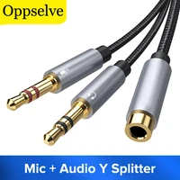 oppselve 3 5mm jack microphone headset audio splitter cable female to 2 male headphone mic aux extension cabo for phone computer
