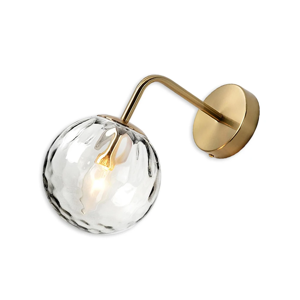 

Wall Light Nordic Style Golden Glass Ball Lamp Clear Night-light with Cable Fixtures Indoor Bedroom Kitchen Corridor
