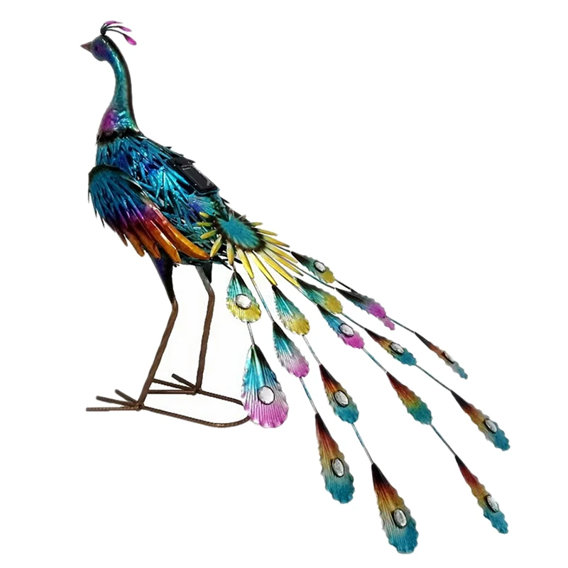

Villa Garden Courtyard Exhibition Hall Window Decoration Props Sparkling Change Color Solar Light Peacock Ornaments A