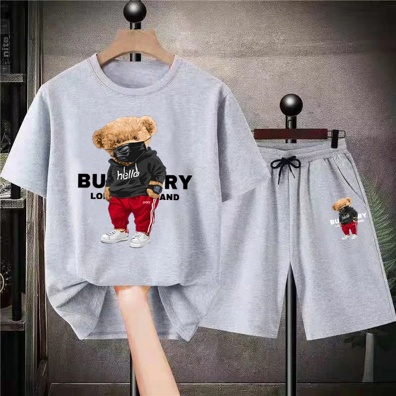 2 Piece Outfits For Men Men's Clothing Summer Streetwear Tracksuit Jogging Suit Solid Color Men Oversized T-shirts Shorts Sets