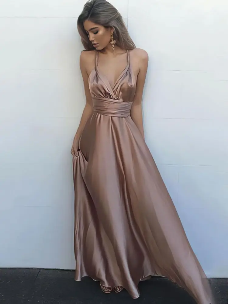 

Simple Long Evening Dresses For Women 2022 A-Line V-Neck Sleeveless Prom Gowns Elegant For Wedding Party Dresses avondjurken