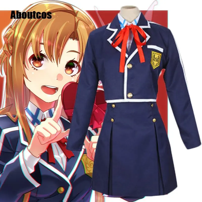 

Aboutcos аниме меч искусство онлайн ALO Yuuki костюм Asuna для косплея (костюмированных игр) школьная юбка-Рубашка Аниме Костюм для косплея