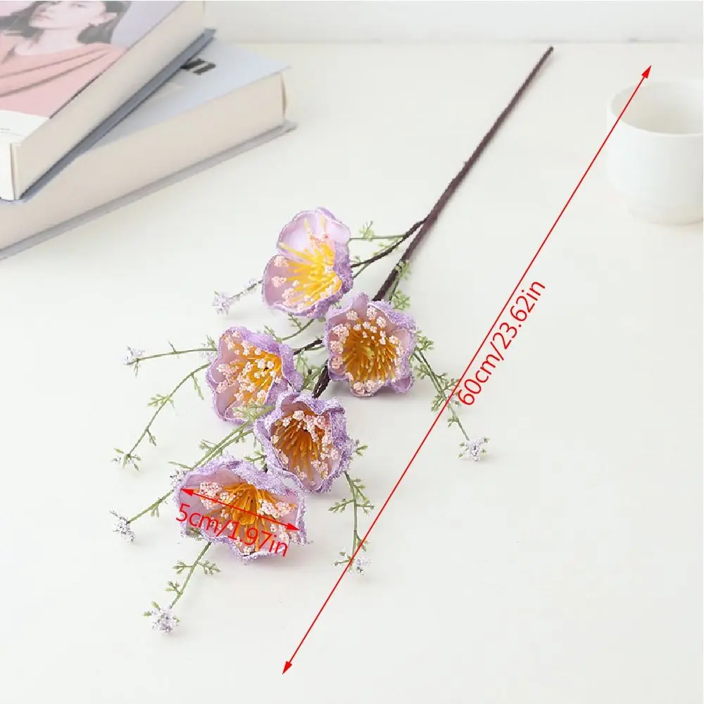 4 шт. Новый 60 см искусственный цветок 5 вилок шелковый розовый бабочка 3D
