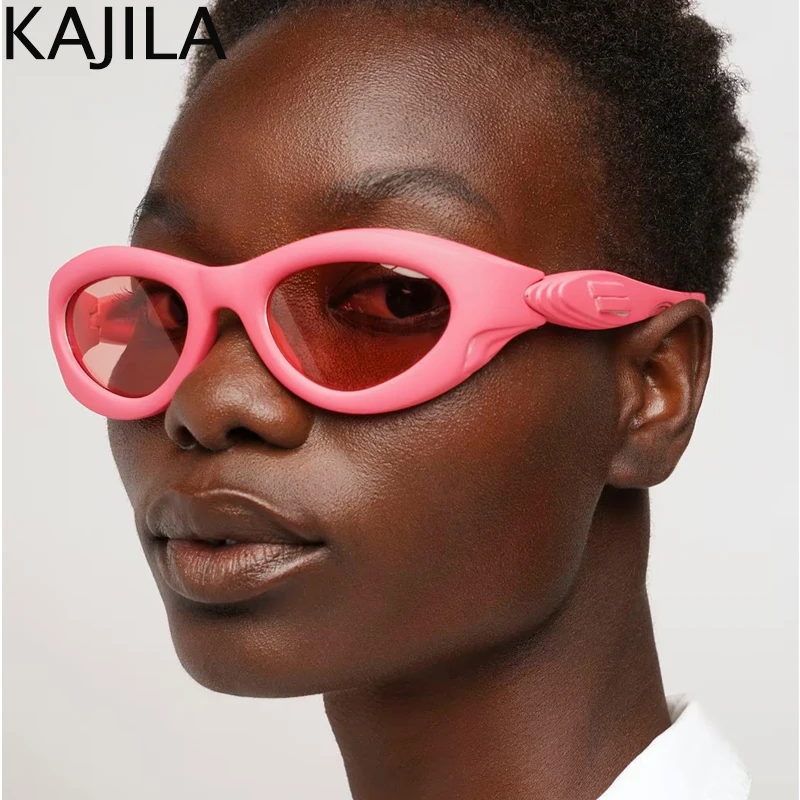 Овальные спортивные солнцезащитные очки в стиле стимпанк для женщин 2024