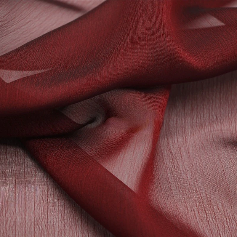 

Драпированная прозрачная винно-красная двойная шифоновая ткань, газовая юбка, ткань Hanfu