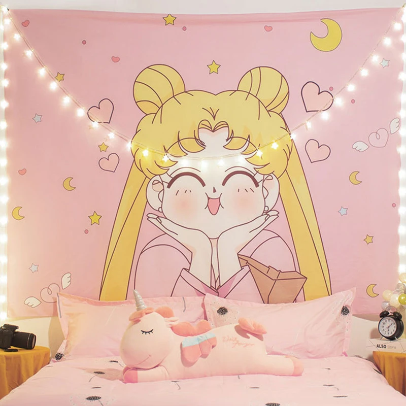 

Ashou Kawaii Декор для комнаты психоделический гобелен настенный Декор домашний декор эстетическое украшение для спальни