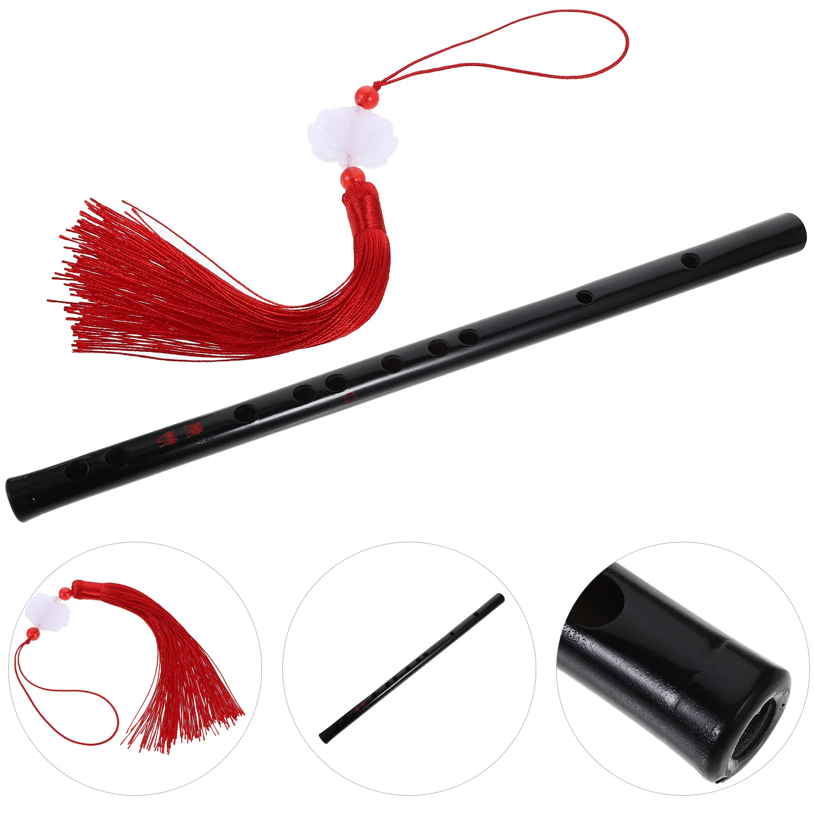 

Black Fife Traditional Instrument Style Flute Tassel Beginner Adults Practicing Wooden Playset