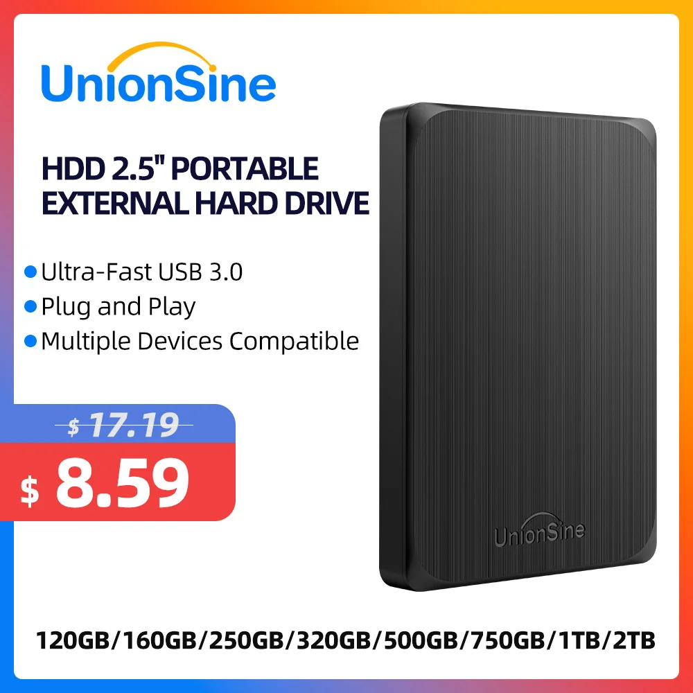 UnionSine HDD 2.5" Portable External Hard Drive 1tb/750gb/50