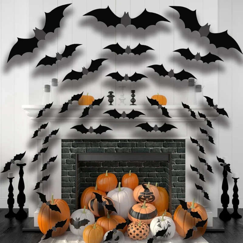 Настенный декор на Хэллоуин летучая мышь для Хэллоуина в помещении из ПВХ 3D
