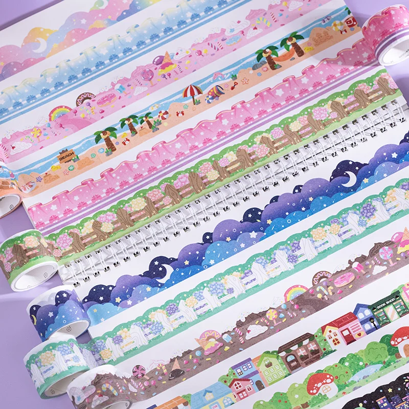 Assorted Cute Scene Washi Tape Scrapbooking Diary Agenda Collage Material Self-Adhesive Kawaii Decorative Ribbons For School