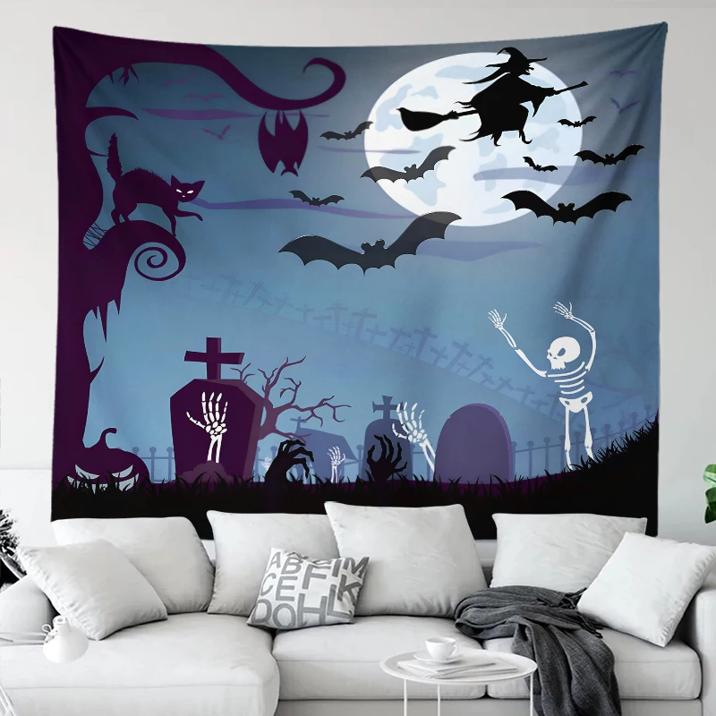 Гобелен с рисунком Хэллоуина тыквы летучей мыши украшение для стен дома гостиной