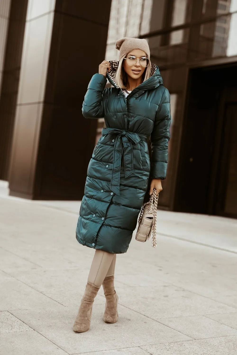 Autumn Winter Printing Hooded Woman Parkas Winter Long Coat for Women Winter Women Jacket