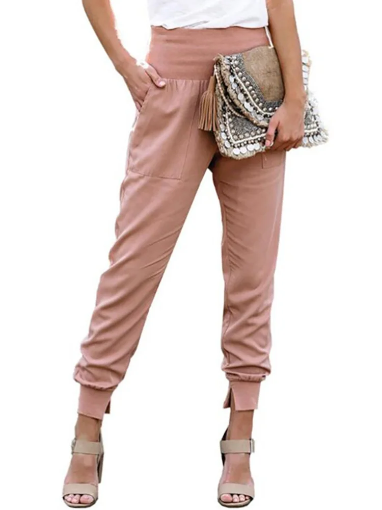 

Hot sell sexy pants,Women's Pocket Casual Cropped Pants Spring Summer High Waist Loose Trousers New Ladies Fashion Sports Sweatp