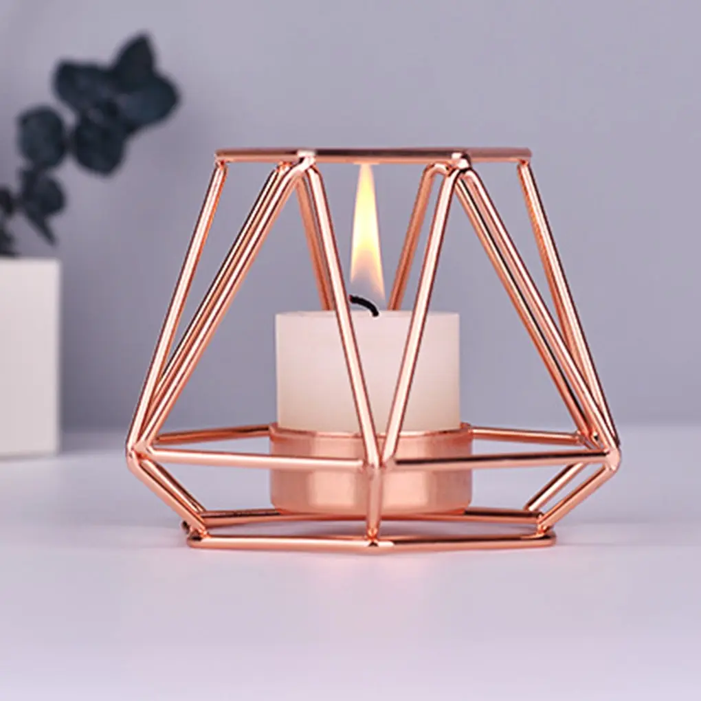 

Nordic Style Wrought Iron Geometric Candle Holders Home Decoration Metal Candle Cup Holder Crafts Candleholders