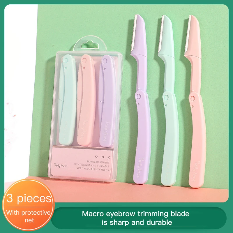 

3PCS/Set Face Eyebrow Trimmer Razor Foldable Hair Remover Face Ibrow Shaper Shaver Stainless Steel Blades Makeup Tools Epilator