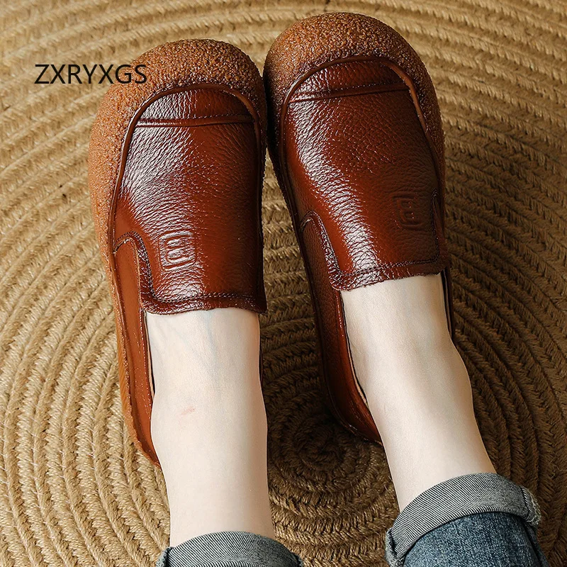 ZXRYXGS модные женские туфли из коровьей кожи осенняя мягкая подошва 2024 удобные