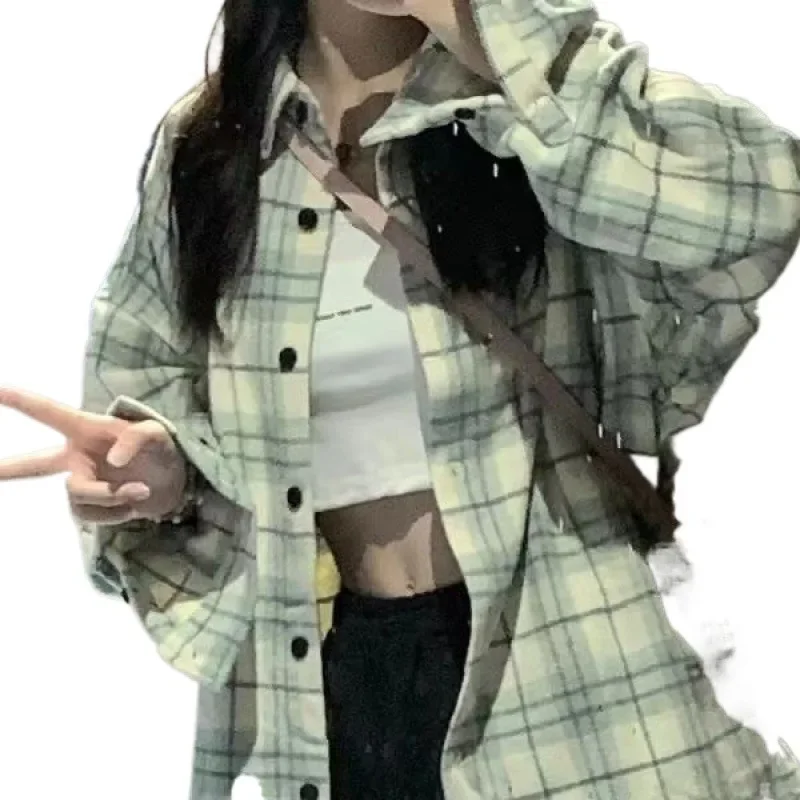 Летняя рубашка-поло в гонконгском стиле клетчатая рубашка с длинным рукавом