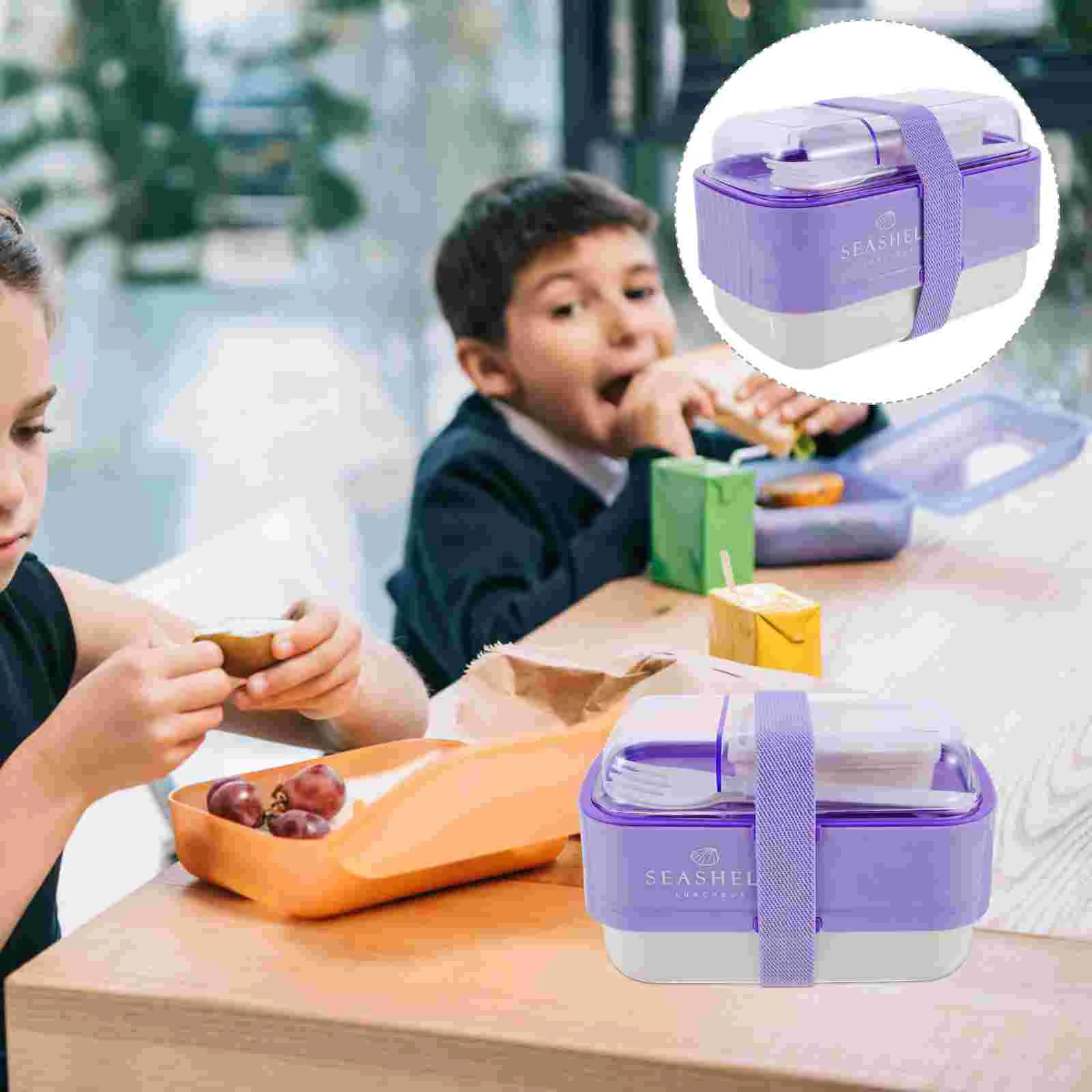

Plastic Bento Box Leakproof Lunch Box with Tableware Sauce Box Tiered Food Meal Storage Container for Kids