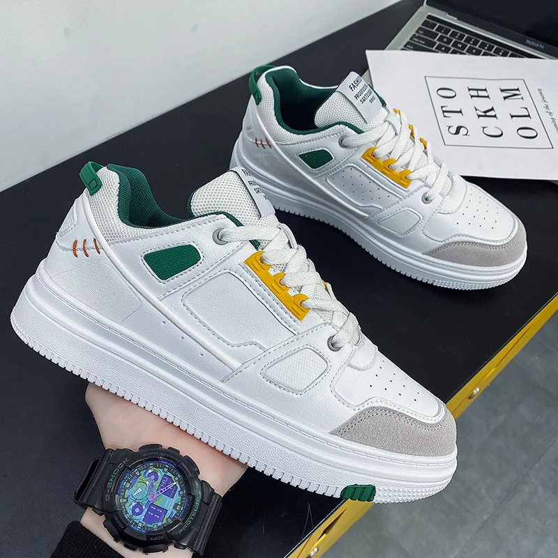 Кроссовки мужские на шнуровке удобные повседневные туфли плоская подошва модная