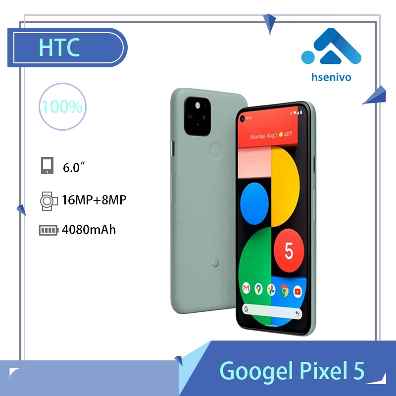 

Мобильный телефон HTC Google Pixel 5, Восстановленный, оригинальный, разблокированный, 4G, камера 16 Мп, 128 ГБ, бесплатная доставка, гарантия 1 год