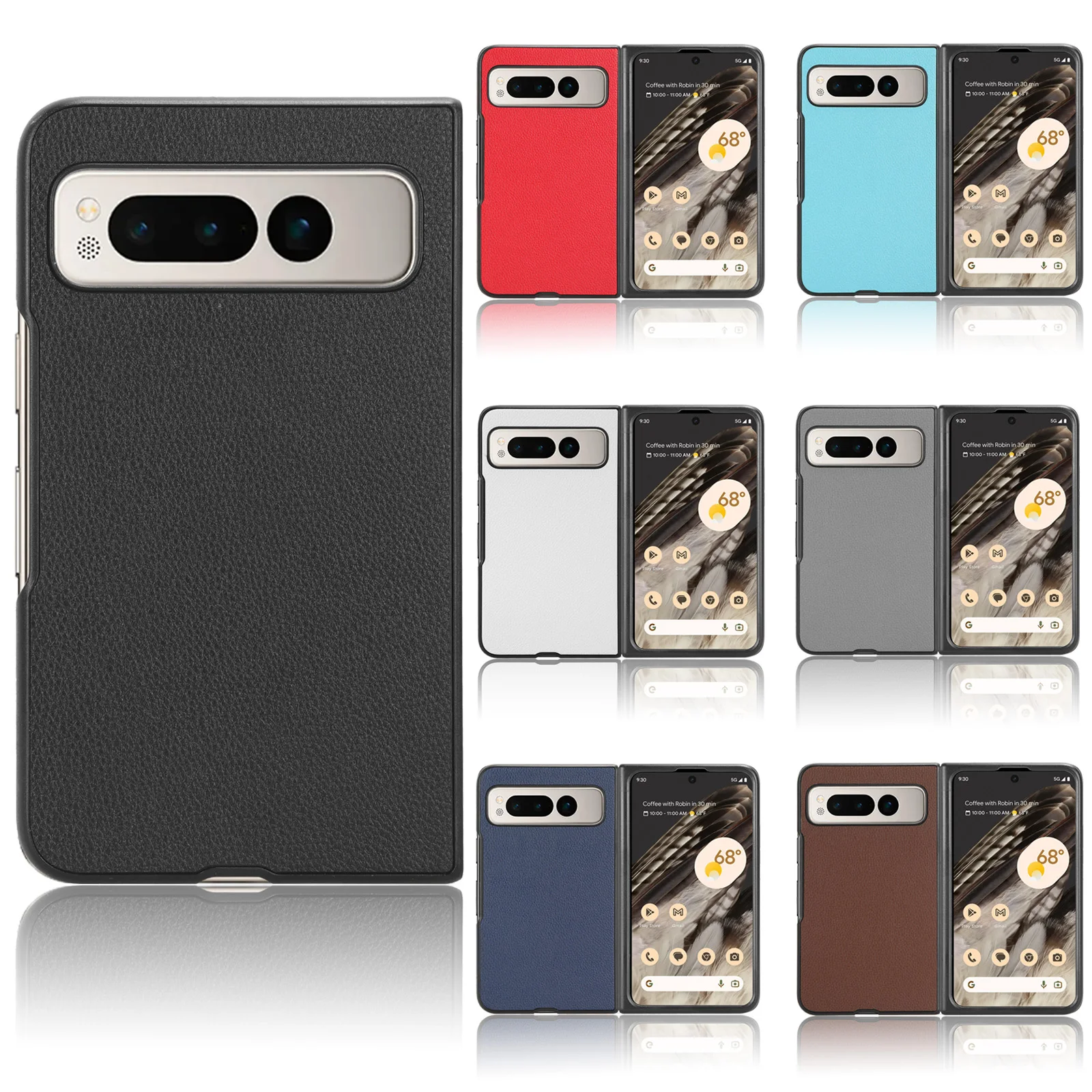 Роскошный противоударный чехол из искусственной кожи Clemence для Google Pixel Fold 7