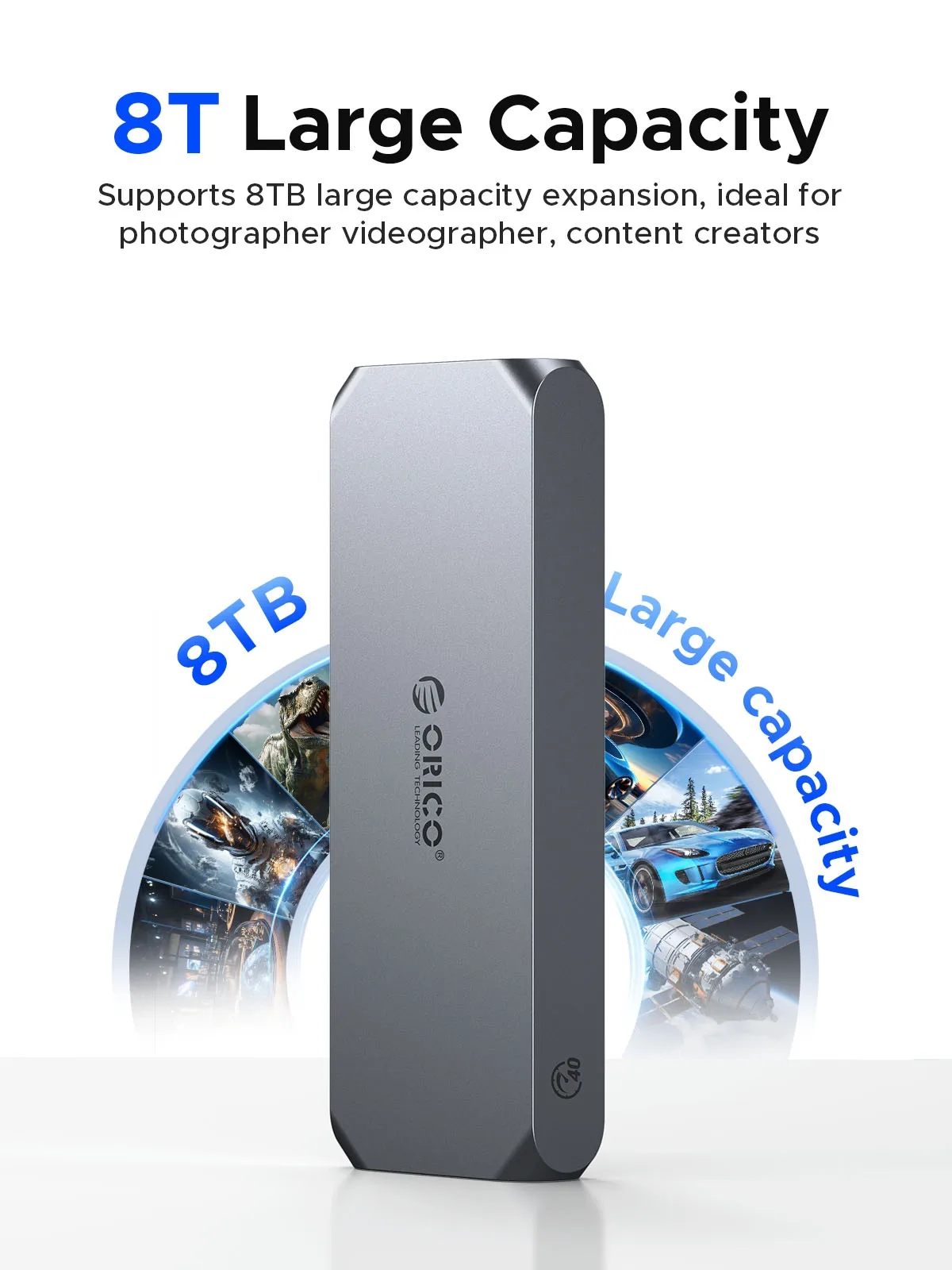 Корпус SSD ORICO M.2 NVMe с пропускной способностью 40 Гбит/с и вентилятором для контроля