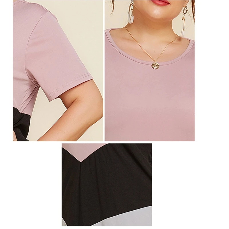 

Простое летнее платье-миди 573B, женское повседневное пляжное свободное платье с коротким рукавом и круглым вырезом, приятное для тела, для по...