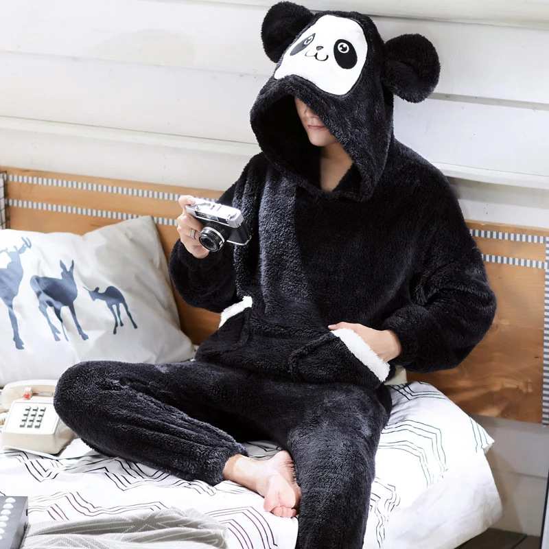 Зимние толстые плюшевые пижамы для мужчин