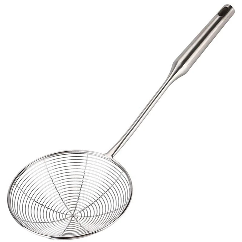 

3X Spider Strainer Skimmer Ladle Stainless Steel Metal Frying Basket With Long Handle Large Spoon